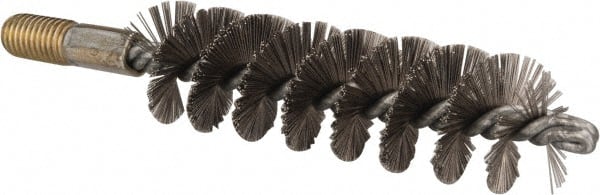 Value Collection - 1-1/4" Diam Helical Stainless Steel Tube Brush - 0.012" Filament Diam, 4-1/4" Brush Length, 7-1/2" OAL, 1/2-12 Male Shank - Exact Tooling