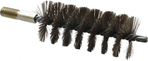 Value Collection - 2" Diam Helical Stainless Steel Tube Brush - 0.012" Filament Diam, 4-1/4" Brush Length, 7-1/2" OAL, 1/2-12 Male Shank - Exact Tooling