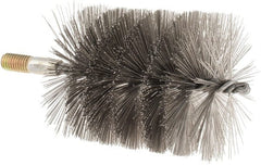 Value Collection - 3-1/2" Diam Helical Stainless Steel Tube Brush - 0.016" Filament Diam, 4-1/4" Brush Length, 7-1/2" OAL, 1/2-12 Male Shank - Exact Tooling