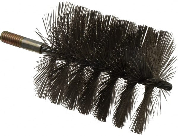 Value Collection - 4" Diam Helical Stainless Steel Tube Brush - 0.016" Filament Diam, 4-1/4" Brush Length, 7-1/2" OAL, 1/2-12 Male Shank - Exact Tooling