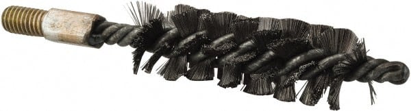 Value Collection - 1-1/4" Diam Helical Steel Tube Brush - Single Spiral, 0.012" Filament Diam, 4" Brush Length, 7" OAL, 1/2-12 Male Shank - Exact Tooling