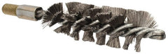 Value Collection - 1-1/2" Diam Helical Stainless Steel Tube Brush - Single Spiral, 0.012" Filament Diam, 4" Brush Length, 7" OAL, 1/2-12 Male Shank - Exact Tooling