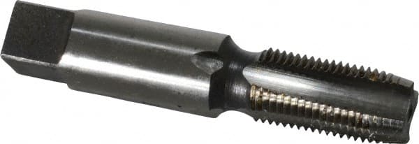 Interstate - 1/8-27 NPS Thread, 4 Flute Standard Pipe Tap - 2-1/8" OAL, 3/4" Thread Length, 7/16" Shank Diam, Bright Finish, High Speed Steel - Exact Tooling