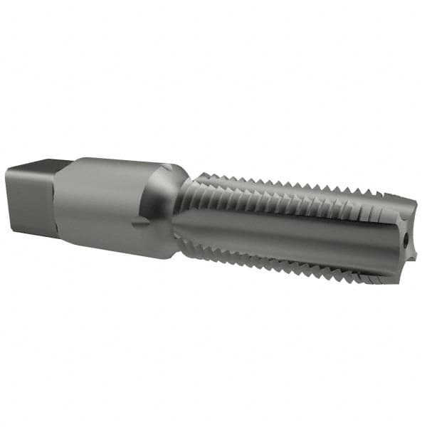 Interstate - 1/4-18 NPS Thread, 4 Flute Standard Pipe Tap - 2-7/16" OAL, 1-1/16" Thread Length, 9/16" Shank Diam, Bright Finish, High Speed Steel - Exact Tooling