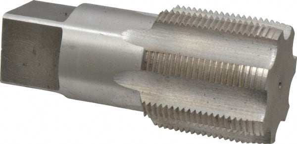 Interstate - 1-1/2 - 11-1/2 NPS Thread, 7 Flute Standard Pipe Tap - 4-1/4" OAL, 1-3/4" Thread Length, 1-1/2" Shank Diam, Bright Finish, High Speed Steel - Exact Tooling