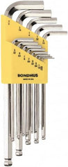 Bondhus - 13 Piece L-Key Ball End Hex Key Set - Hex Range 0.05 to 3/8", 7" OAL, Protanium High Torque Steel - Exact Tooling