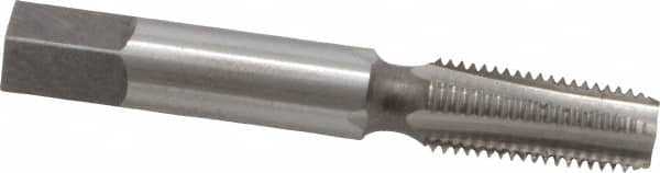 Interstate - 1/16-27 NPTF Thread, 4 Flute Standard Pipe Tap - 2-1/8" OAL, 11/16" Thread Length, 5/16" Shank Diam, Bright Finish, High Speed Steel - Exact Tooling