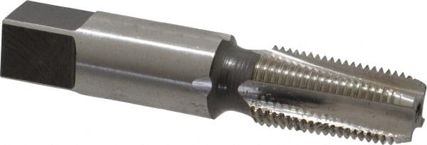 Interstate - 1/8-27 NPTF Thread, 4 Flute Standard Pipe Tap - 2-1/8" OAL, 3/4" Thread Length, 7/16" Shank Diam, Bright Finish, High Speed Steel - Exact Tooling
