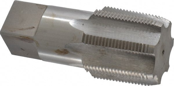 Interstate - 1-1/2 - 11-1/2 NPTF Thread, 7 Flute Standard Pipe Tap - 4-1/4" OAL, 1-3/4" Thread Length, 1-1/2" Shank Diam, Bright Finish, High Speed Steel - Exact Tooling