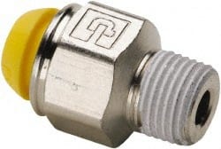 Parker - 14mm Outside Diam, 3/8-19 BSPT, Nickel Plated Brass Push-to-Connect Tube Male Connector - 300 Max psi, Tube to Male BSPT Connection - Exact Tooling