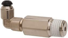 Parker - 4mm Outside Diam, 1/4-19 BSPT, Nickel Plated Brass Push-to-Connect Tube Male Elbow Long - 300 Max psi, Tube to Male Connection - Exact Tooling