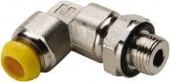 Parker - 14mm Outside Diam, 1/2-14 BSPP, Nickel Plated Brass Push-to-Connect Tube Male Elbow - 300 Max psi, Tube to Male BSPP Connection - Exact Tooling
