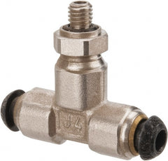 Parker - 4mm Outside Diam, M5x0.8 Metric, Nickel Plated Brass Push-to-Connect Tube Male Branch Tee - 300 Max psi, Tube to Metric Thread Connection - Exact Tooling