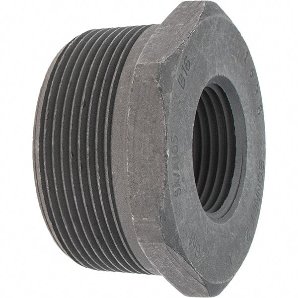 Made in USA - Size 2 x 1", Class 3,000, Forged Carbon Steel Black Pipe Hex Bushing - 3,000 psi, Threaded End Connection - Exact Tooling