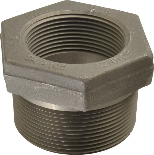 Made in USA - Size 3 x 2-1/2", Class 3,000, Forged Carbon Steel Black Pipe Hex Bushing - 3,000 psi, Threaded End Connection - Exact Tooling