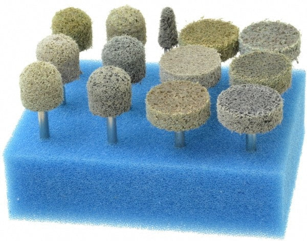 Grier Abrasives - 13 Piece Aluminum Oxide Silicon Carbide Unitized Abrasive Point Set - Includes Shapes B44, B90 & W201 - Exact Tooling