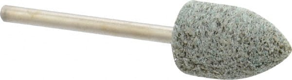 Grier Abrasives - 1/2" Head Diam x 3/4" Thickness, B42, Pointed End, Aluminum Oxide Mounted Point - Green-Gray, Fine Grade, 33,750 RPM - Exact Tooling