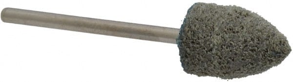 Grier Abrasives - 1/2" Head Diam x 3/4" Thickness, B42, Pointed End, Aluminum Oxide Mounted Point - Green-Gray, Medium Grade, 33,750 RPM - Exact Tooling