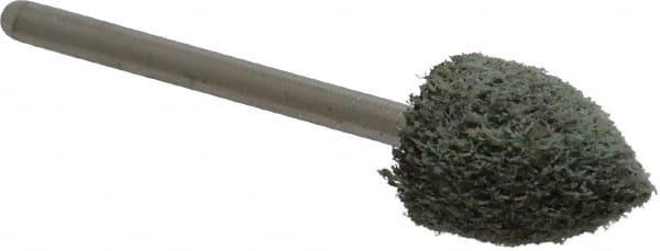 Grier Abrasives - 1/2" Head Diam x 3/4" Thickness, B42, Pointed End, Aluminum Oxide Mounted Point - Green-Gray, Coarse Grade, 33,750 RPM - Exact Tooling