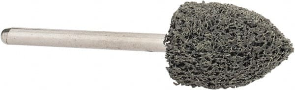 Grier Abrasives - 1/2" Head Diam x 3/4" Thickness, B42, Pointed End, Silicon Carbide Mounted Point - Green-Gray, Fine Grade, 33,750 RPM - Exact Tooling