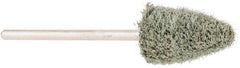 Grier Abrasives - 3/8" Head Diam x 3/4" Thickness, B52, Pointed End, Aluminum Oxide Mounted Point - Green-Gray, Fine Grade, 23,000 RPM - Exact Tooling