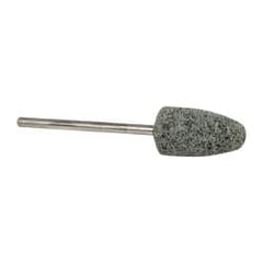 Grier Abrasives - 3/8" Head Diam x 3/4" Thickness, B52, Pointed End, Silicon Carbide Mounted Point - Green-Gray, Fine Grade, 23,000 RPM - Exact Tooling