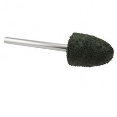 Grier Abrasives - 3/8" Head Diam x 3/4" Thickness, B52, Pointed End, Aluminum Oxide Mounted Point - Green-Gray, Coarse Grade, 45,370 RPM - Exact Tooling