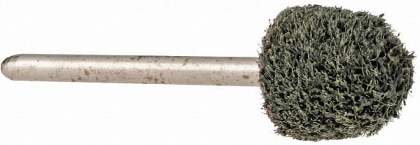 Grier Abrasives - 1/2" Head Diam x 1/2" Thickness, B90, Ball Nose End, Silicon Carbide Mounted Point - Green-Gray, Fine Grade, 34,500 RPM - Exact Tooling