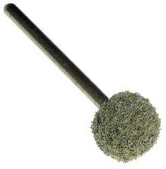 Grier Abrasives - 1/2" Head Diam x 1/2" Thickness, B121, Ball End, Aluminum Oxide Mounted Point - Green-Gray, Fine Grade, 25,000 RPM - Exact Tooling