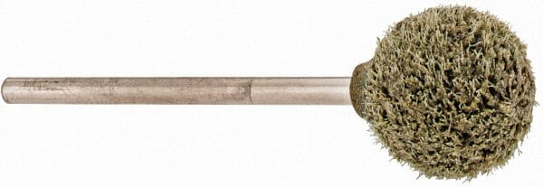 Grier Abrasives - 1/2" Head Diam x 1/2" Thickness, B121, Ball End, Aluminum Oxide Mounted Point - Green-Gray, Medium Grade, 25,000 RPM - Exact Tooling
