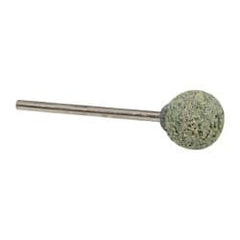 Grier Abrasives - 1/2" Head Diam x 1/2" Thickness, B121, Ball End, Aluminum Oxide Mounted Point - Green-Gray, Coarse Grade, 25,000 RPM - Exact Tooling
