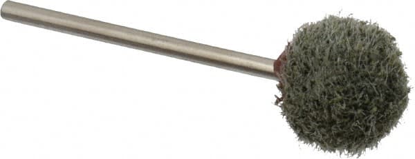 Grier Abrasives - 1/2" Head Diam x 1/2" Thickness, B121, Ball End, Silicon Carbide Mounted Point - Green-Gray, Fine Grade, 25,000 RPM - Exact Tooling