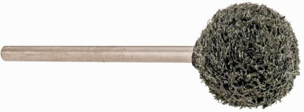 Grier Abrasives - 1/2" Head Diam x 1/2" Thickness, B121, Ball End, Silicon Carbide Mounted Point - Green-Gray, Fine Grade, 25,000 RPM - Exact Tooling