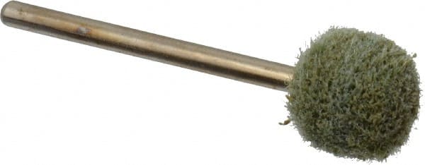 Grier Abrasives - 1/2" Head Diam x 1/2" Thickness, B121, Ball End, Aluminum Oxide Mounted Point - Green-Gray, Fine Grade, 45,370 RPM - Exact Tooling