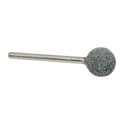 Grier Abrasives - 1/2" Head Diam x 1/2" Thickness, B121, Ball End, Silicon Carbide Mounted Point - Green-Gray, Fine Grade, 45,370 RPM - Exact Tooling