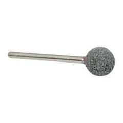 Grier Abrasives - 1/2" Head Diam x 1/2" Thickness, B121, Ball End, Silicon Carbide Mounted Point - Green-Gray, Fine Grade, 45,370 RPM - Exact Tooling
