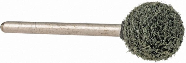 Grier Abrasives - 1/2" Head Diam x 1/2" Thickness, B121, Ball End, Silicon Carbide Mounted Point - Green-Gray, Fine Grade, 45,370 RPM - Exact Tooling