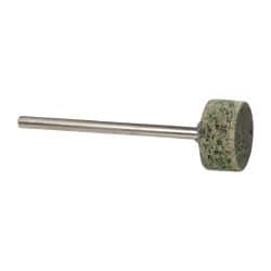 Grier Abrasives - 1/2" Head Diam x 1/4" Thickness, W183, Cylinder End, Aluminum Oxide Mounted Point - Green-Gray, Coarse Grade, 40,000 RPM - Exact Tooling