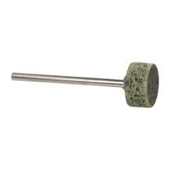 Grier Abrasives - 1/2" Head Diam x 1/4" Thickness, W183, Cylinder End, Aluminum Oxide Mounted Point - Green-Gray, Coarse Grade, 40,000 RPM - Exact Tooling