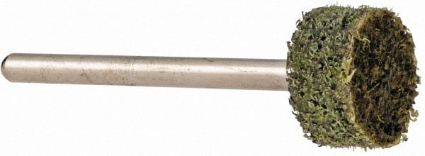 Grier Abrasives - 1/2" Head Diam x 1/4" Thickness, W183, Cylinder End, Aluminum Oxide Mounted Point - Green-Gray, Coarse Grade, 51,750 RPM - Exact Tooling