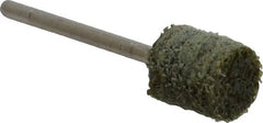 Grier Abrasives - 1/2" Head Diam x 1/2" Thickness, W185, Cylinder End, Aluminum Oxide Mounted Point - Green-Gray, Coarse Grade, 34,500 RPM - Exact Tooling