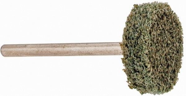 Grier Abrasives - 3/4" Head Diam x 1/4" Thickness, W201, Cylinder End, Aluminum Oxide Mounted Point - Green-Gray, Fine Grade, 38,250 RPM - Exact Tooling