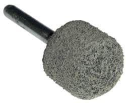 Grier Abrasives - 1" Head Diam x 1" Thickness, A21, Ball Nose End, Aluminum Oxide Mounted Point - Green-Gray, Fine Grade, 34,500 RPM - Exact Tooling