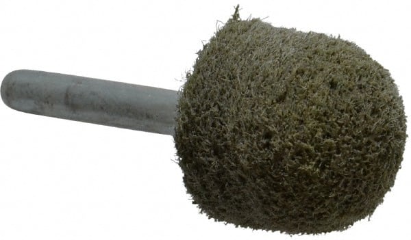 Grier Abrasives - 1" Head Diam x 1" Thickness, A21, Ball Nose End, Aluminum Oxide Mounted Point - Green-Gray, Fine Grade, 34,500 RPM - Exact Tooling