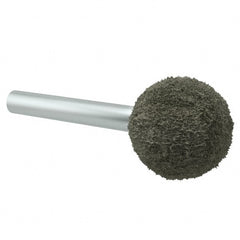 Grier Abrasives - 1" Head Diam x 1" Thickness, A25, Ball End, Aluminum Oxide Mounted Point - Green-Gray, Fine Grade, 35,620 RPM - Exact Tooling