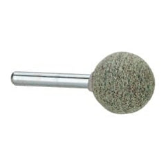 Grier Abrasives - 1" Head Diam x 1" Thickness, A25, Ball End, Aluminum Oxide Mounted Point - Green-Gray, Coarse Grade, 35,620 RPM - Exact Tooling