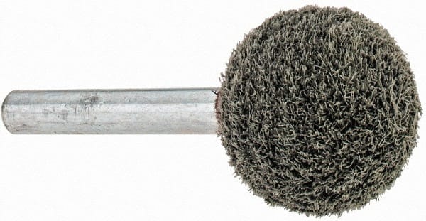 Grier Abrasives - 1" Head Diam x 1" Thickness, A25, Ball End, Silicon Carbide Mounted Point - Green-Gray, Fine Grade, 35,620 RPM - Exact Tooling