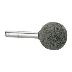 Grier Abrasives - 1" Head Diam x 1" Thickness, A25, Ball End, Silicon Carbide Mounted Point - Green-Gray, Fine Grade, 35,620 RPM - Exact Tooling