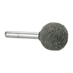Grier Abrasives - 1" Head Diam x 1" Thickness, A25, Ball End, Silicon Carbide Mounted Point - Green-Gray, Fine Grade, 35,620 RPM - Exact Tooling