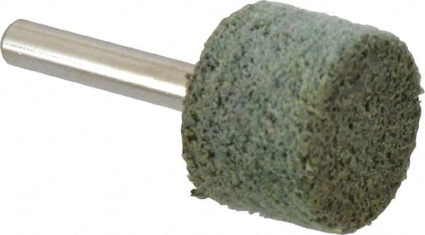 Grier Abrasives - 1" Head Diam x 3/4" Thickness, W219, Cylinder End, Aluminum Oxide Mounted Point - Green-Gray, Coarse Grade, 35,100 RPM - Exact Tooling